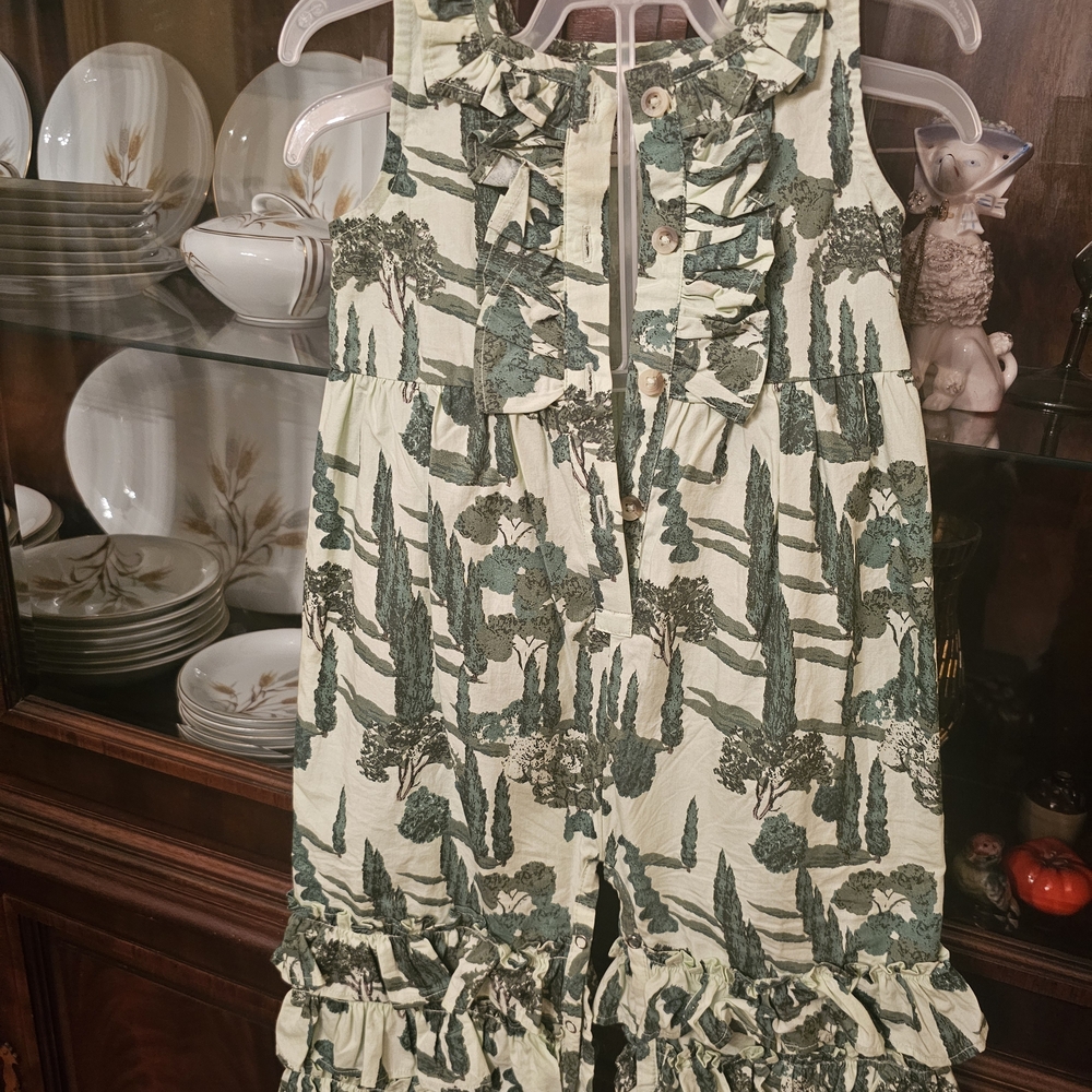 Kate Quinn Forest Green and Cream Organic Jumpsuit, 12-18 Mo